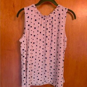 Talbots sleeveless blouse with ruffled neckline size M pink blue